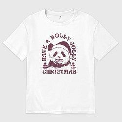 Футболка оверсайз женская Панда Дед Мороз, цвет: белый