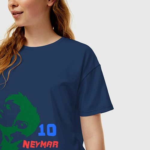 Женская футболка оверсайз Neymar 10 / Тёмно-синий – фото 3