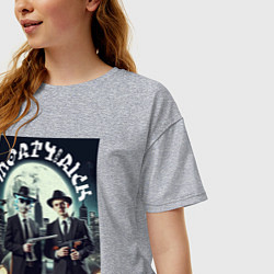 Футболка оверсайз женская Гангстеры Морти и Рик - портрет на фоне луны, цвет: меланж — фото 2