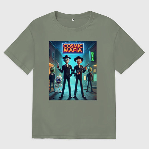 Женская футболка оверсайз Rick and Morty - cosmic mafia / Авокадо – фото 1