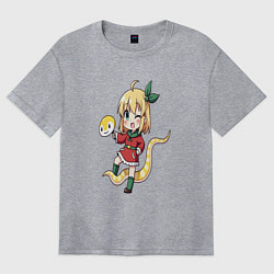 Футболка оверсайз женская Аниме змейка, цвет: меланж