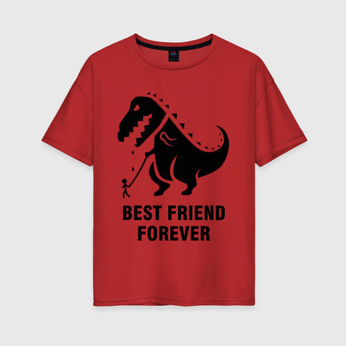 Женская футболка оверсайз Godzilla best friend / Красный – фото 1