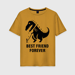 Футболка оверсайз женская Godzilla best friend, цвет: горчичный