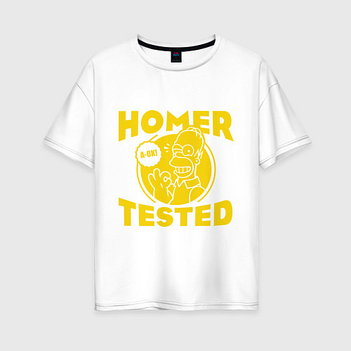 Женская футболка оверсайз Homer tested / Белый – фото 1