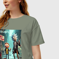 Футболка оверсайз женская Рик и Морти - панк жив, цвет: авокадо — фото 2