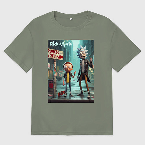 Женская футболка оверсайз Рик и Морти - панк жив / Авокадо – фото 1