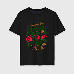 Женская футболка оверсайз Новогодняя атмосфера rockin around the christmas t