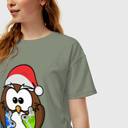 Футболка оверсайз женская Сова Клаус, цвет: авокадо — фото 2