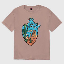 Футболка оверсайз женская Сердце пустыни, цвет: пыльно-розовый