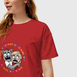 Футболка оверсайз женская Давайте сохранять панику, цвет: красный — фото 2
