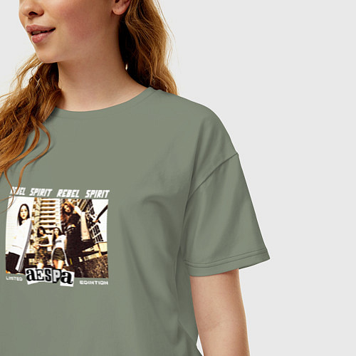 Женская футболка оверсайз Aespa girl group / Авокадо – фото 3