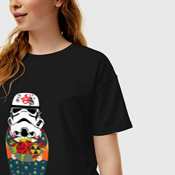Футболка оверсайз женская Имперская матрёшка, цвет: черный — фото 2