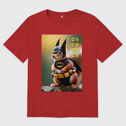 Женская футболка оверсайз Bat squirrel - oreshnik meme / Красный – фото 1