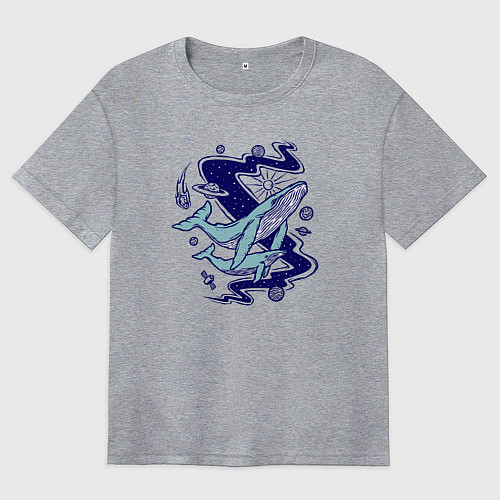 Женская футболка оверсайз Космические киты / Меланж – фото 1