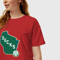 Футболка оверсайз женская Bucks team, цвет: красный — фото 2