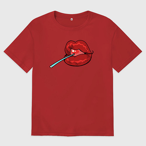Женская футболка оверсайз Candy lips / Красный – фото 1