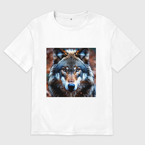 Женская футболка оверсайз Взгляд серого волка / Белый – фото 1