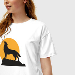 Футболка оверсайз женская Волк на закате, цвет: белый — фото 2