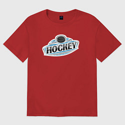 Футболка оверсайз женская Play hockey, цвет: красный