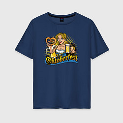 Футболка оверсайз женская Oktoberfest girl, цвет: тёмно-синий