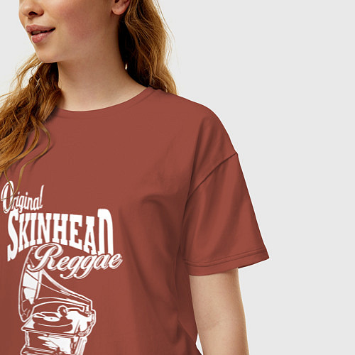 Женская футболка оверсайз Skinhead reggae / Кирпичный – фото 3