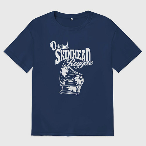Женская футболка оверсайз Skinhead reggae / Тёмно-синий – фото 1
