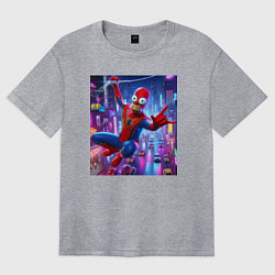 Футболка оверсайз женская Homer Simpson and Spider man - collaboration, цвет: меланж