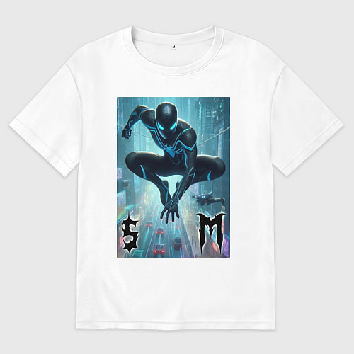 Женская футболка оверсайз Spider-man neon glow / Белый – фото 1