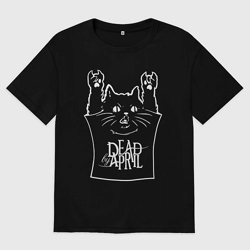 Женская футболка оверсайз Dead by April - cat rock / Черный – фото 1