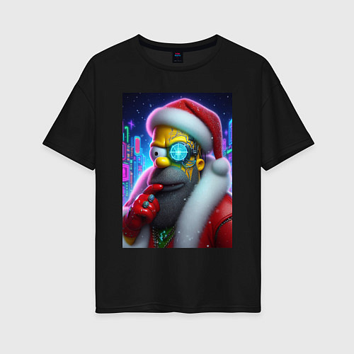 Женская футболка оверсайз Simpson Claus - cyberpunk / Черный – фото 1