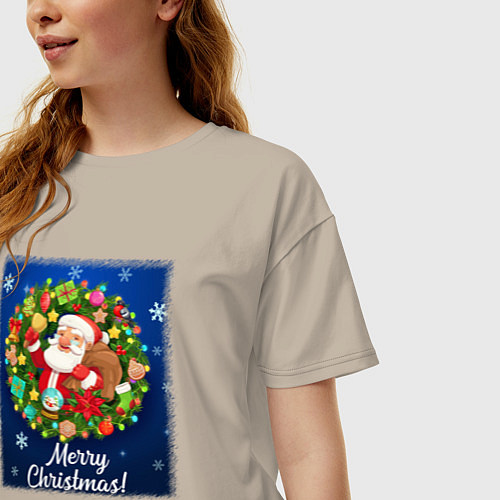 Женская футболка оверсайз Рождественское настроение / Миндальный – фото 3