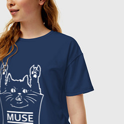 Футболка оверсайз женская Muse - cat rock, цвет: тёмно-синий — фото 2