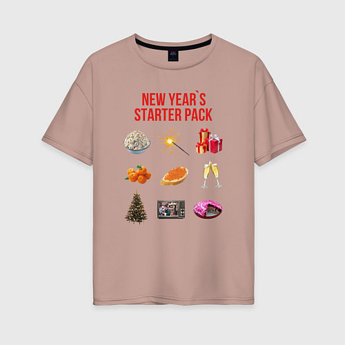 Женская футболка оверсайз Starter pack / Пыльно-розовый – фото 1