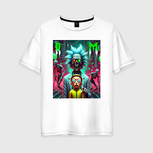 Женская футболка оверсайз Rick and Morty - horror fantasy / Белый – фото 1