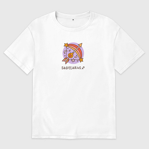 Женская футболка оверсайз Знак зодиака Стрелец / Белый – фото 1