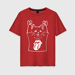 Футболка оверсайз женская Rolling Stones - cat rock, цвет: красный