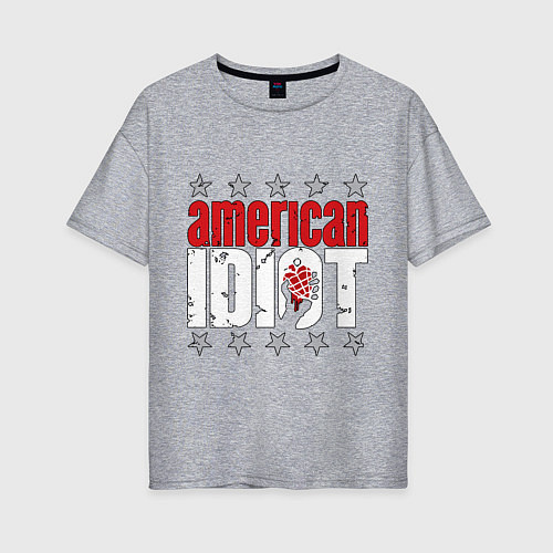 Женская футболка оверсайз Green Day - american idiot / Меланж – фото 1