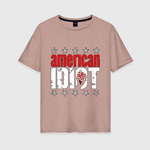 Женская футболка оверсайз Green Day - american idiot / Пыльно-розовый – фото 1