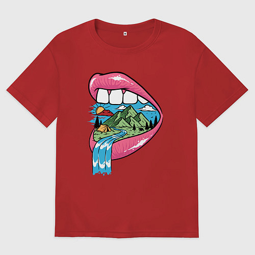 Женская футболка оверсайз Природа во рту / Красный – фото 1