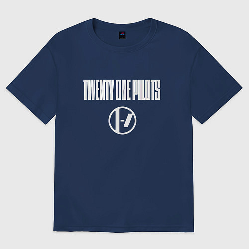 Женская футболка оверсайз Twenty one pilots - logo / Тёмно-синий – фото 1