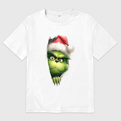 Футболка оверсайз женская Гринч похититель рождества в ожидании нового года, цвет: белый