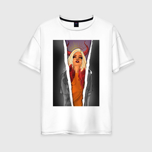 Женская футболка оверсайз Horns / Белый – фото 1