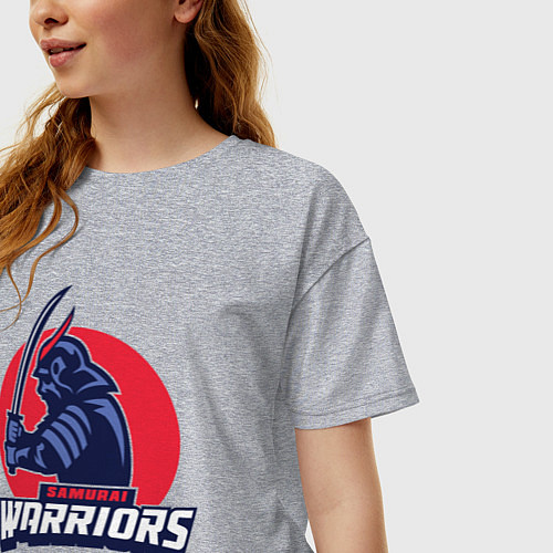 Женская футболка оверсайз Samurai warriors / Меланж – фото 3