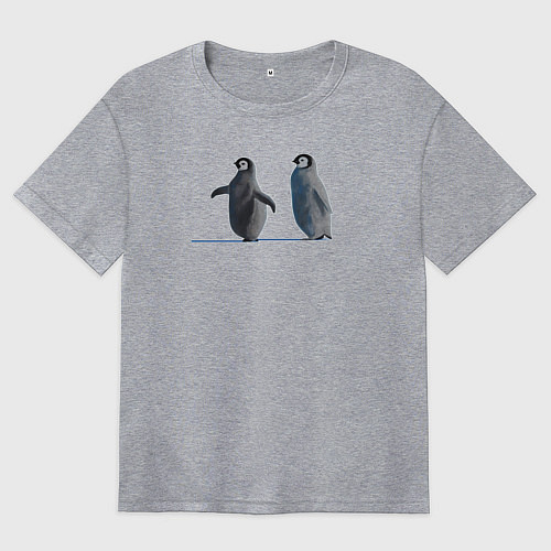 Женская футболка оверсайз Пингвины пара / Меланж – фото 1