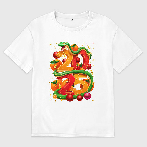 Женская футболка оверсайз Счастливая змея 2025 / Белый – фото 1