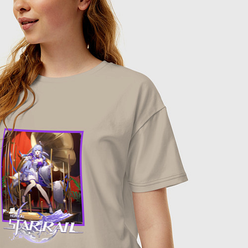 Женская футболка оверсайз Зарянка / Миндальный – фото 3