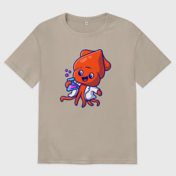 Футболка оверсайз женская Химик осьминог, цвет: миндальный