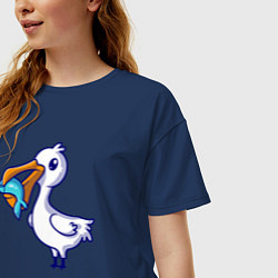Футболка оверсайз женская Пеликан с рыбкой, цвет: тёмно-синий — фото 2