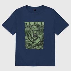 Футболка оверсайз женская Ужасающий постер, цвет: тёмно-синий