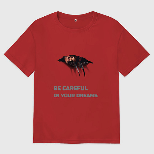 Женская футболка оверсайз Будь осторожен в своих снах / Красный – фото 1